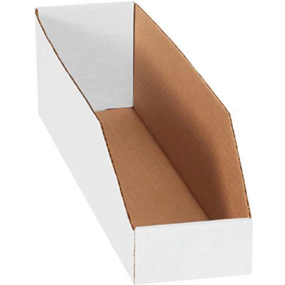50-16" x 12" x  4 1/2" Open Top Corrugated Bin Boxes White 