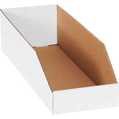 50-3" x 12" x 4 1/2" Open Top Corrugated Bin Boxes White 