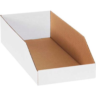 Global Industrial™ Open Top Corrugated Bin Boxes, 8"Wx18"Dx4-1/2"H, White - Pkg Qty 50