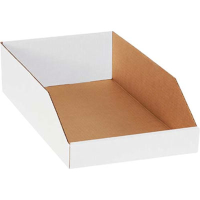 10" x 18" x 4-1/2" Open Top White Corrugated Bin Box - Pkg Qty 50