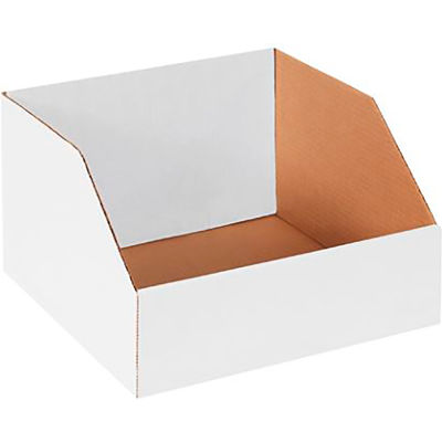 Global Industrial Jumbo Open Top Corrugated Bin Boxes, 12"Wx12"Dx8"H, White - Pkg Qty 25
