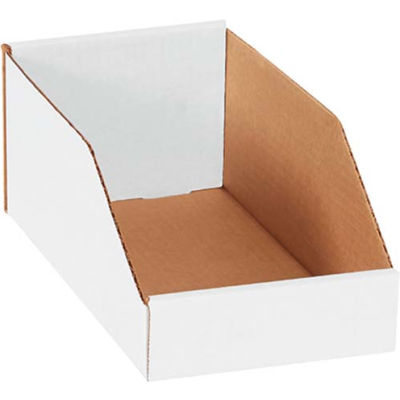 Global Industrial Open Top Corrugated Bin Boxes, 6"Wx12"Dx4-1/2"H, White - Pkg Qty 50