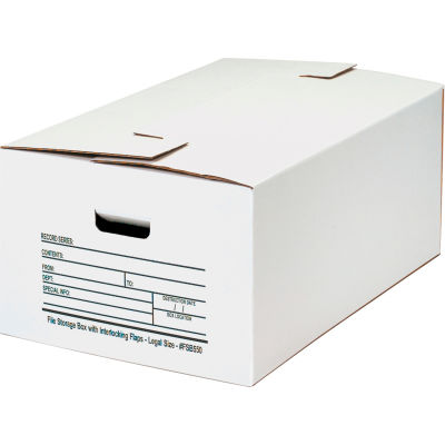 Interlocking Flap File Storage Box FSB550 - Legal 24"L x 15"W x 10"H White, Price Each - Pkg Qty 12