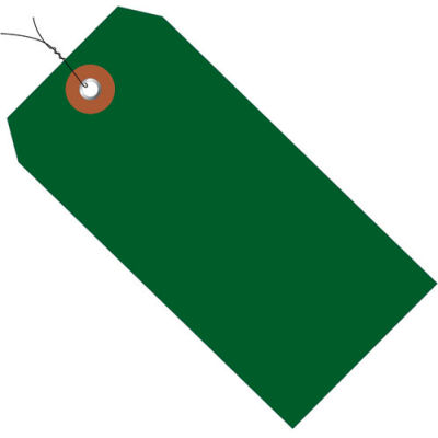 Plastic Shipping Tag Pre-Wired 4-3/4" x 2-3/8" Green - 100 Pack
