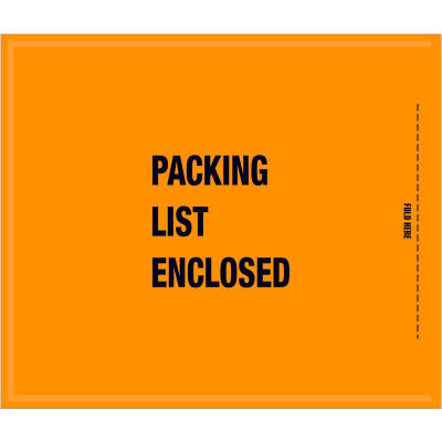 Full Face Mil/Spec Envelopes - "Packing List Enclosed" 8-1/2 x 10" Orange - 1000/Case