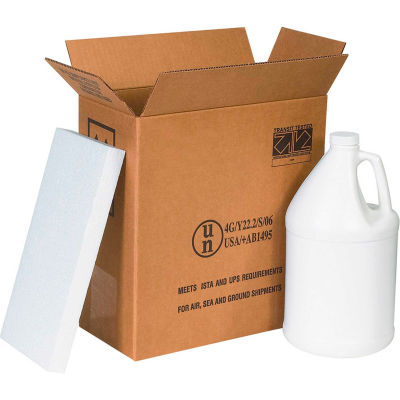Two - 1 Gallon Plastic Jug Haz Mat Shipper Kit, 12" x 6" x 12-3/4"
