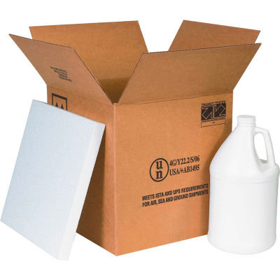 Four - 1 Gallon Plastic Jug Haz Mat Shipper Kit, 12-1/4" x 12-1/4" x 12-3/4"