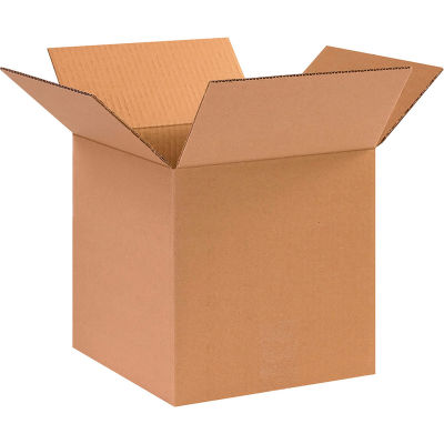 Global Industrial Heavy Duty Cardboard Corrugated Boxes, 10"L x 10"W x 10"H, Kraft - Pkg Qty 25