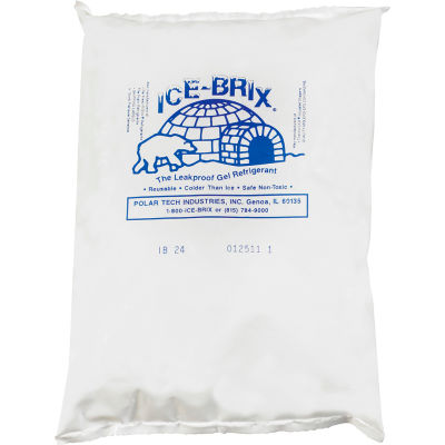 Ice-Brix™ Cold Packs, 24 Oz., 8"L x 6"W x 1-1/4"H, White/Blue, 24/Pack