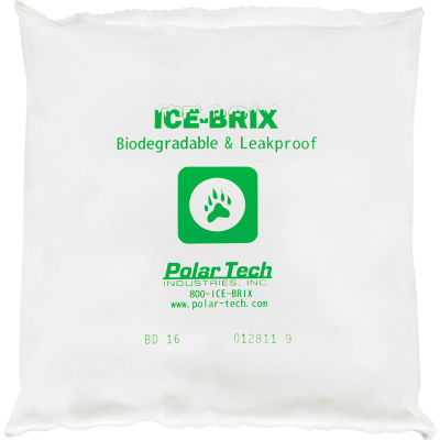 Ice-Brix 16 oz. Biodegradable Packs - 6-1/4" x 6" x 1", 36/Case
