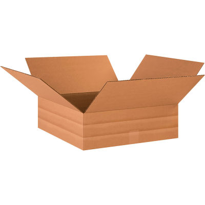 Global Industrial™ Multi Depth Cardboard Corrugated Boxes, 18"L x 18"W x 6"H, Kraft - Pkg Qty 25