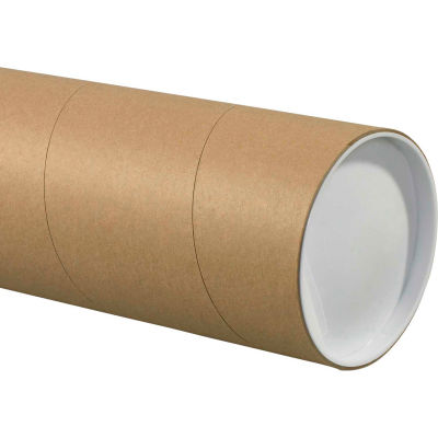Jumbo Mailing Tubes with Caps 5" x 60", 0.125" Thick, Kraft - 15 Pack