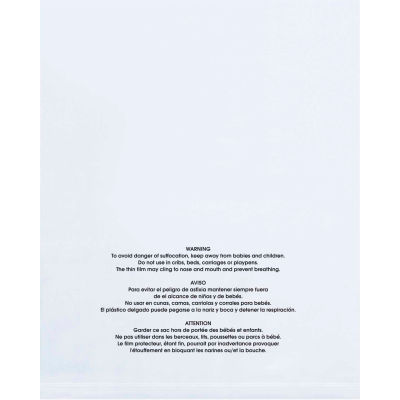 Flat Suffocation Warning Poly Bags, 12"W x 18"L 2 Mil Clear - 1,000 Pack