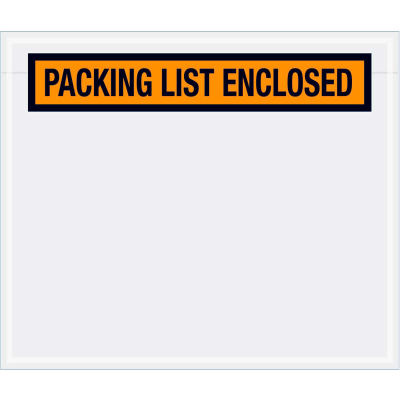 Panel Face Envelopes - "Packing List Enclosed" 6-1/2 x 5" Orange, 1000/Case