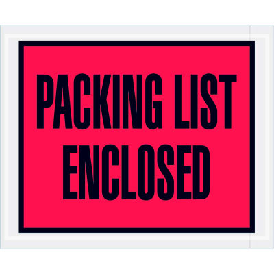 Full Face Envelopes - "Packing List Enclosed" 4-1/2 x 5-1/2" Red - 1000/Case