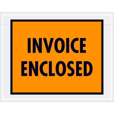 Full Face Envelopes - "Invoice Enclosed" 7 x 5-1/2" Orange - 1000/Case