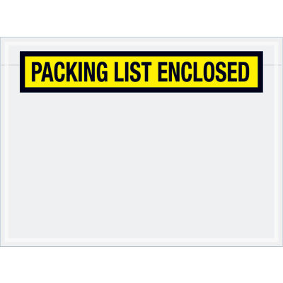 Panel Face Envelopes - "Packing List Enclosed" 6-3/4 x 5" Yellow, 1000/Case