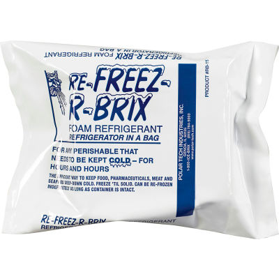 Re-Freez-R-Brix Cold Bricks, 15 Oz., 4-1/2"L x 4"W x 1-1/2"H, White/Blue, 24/Pack
