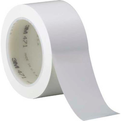 3M White Solid Vinyl Tape 471 5.2 Mil 2" x 36 Yds - 3/PACK