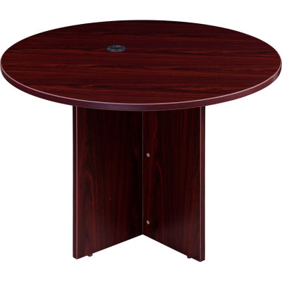 Interion® 42" Round Conference Table - Mahogany