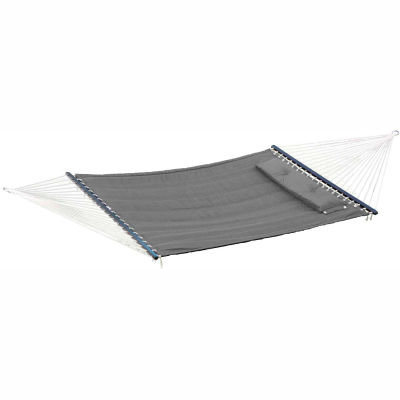 Bliss Quilted Poly Outdoor Hammock with Pillow, Dark Gray