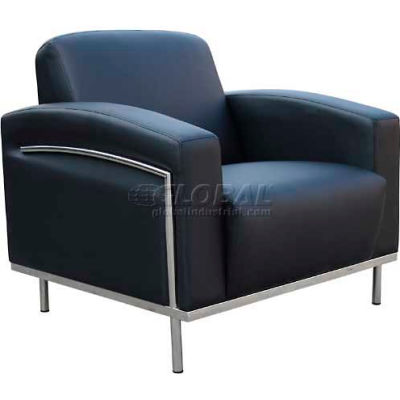 Reception Lounge Chair with Arms -Vinyl - Black