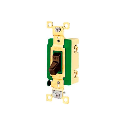 Bryant 3002BRN Industrial Grade Toggle Switch, 30A, 120/277V AC, Double Pole, Brown