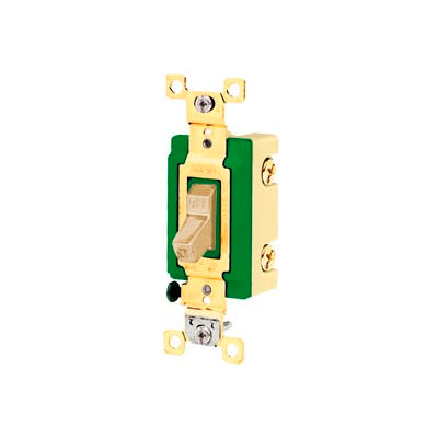 Bryant 3002I Industrial Grade Toggle Switch, 30A, 120/277V AC, Double Pole, Ivory