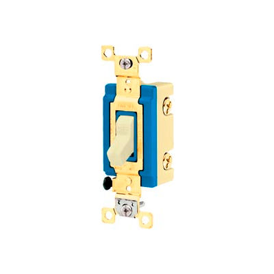 Bryant 4801I Industrial Grade Toggle Switch, Single Pole, 15A, 120/277V AC, Ivory