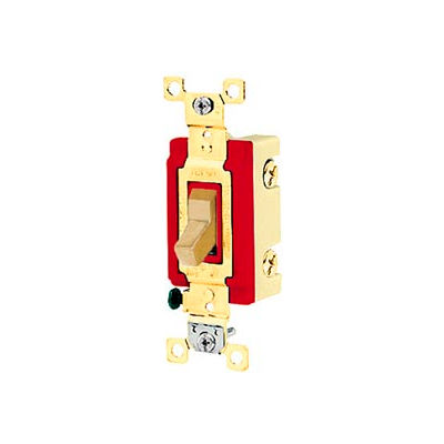 Bryant 4901BI Industrial Grade Toggle Switch, Single Pole, 20A, 120/277V AC, Ivory