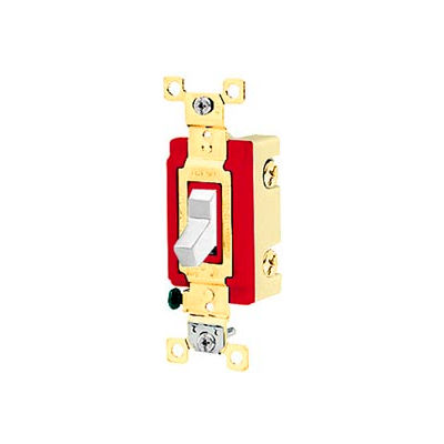 Bryant 4901BW Industrial Grade Toggle Switch, Single Pole, 20A, 120/277V AC, White