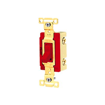 Bryant 4901PLR120 Industrial Grade Toggle Switch, Single Pole, 20A, 120V AC, Pilot Red
