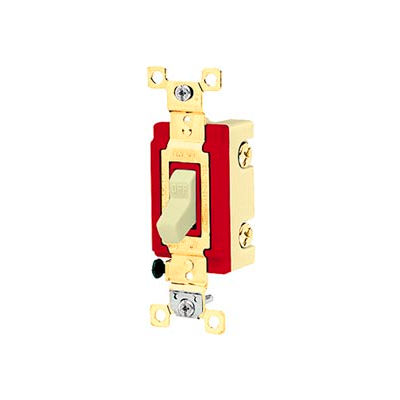Bryant 4902W Industrial Grade Toggle Switch, Double Pole, 20A, 120/277V AC, White