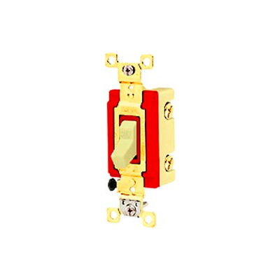 Bryant 4903PLC120 Industrial Grade Toggle Switch, Three Way, 20A, 120V AC, Pilot Clear