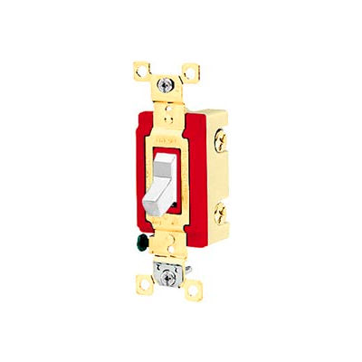 Bryant 4903W Industrial Grade Toggle Switch, Three Way, 20A, 120/277V AC, White