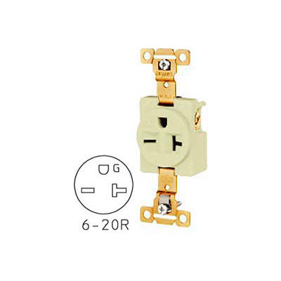Bryant 5461I TECHSPEC® Industrial Grade Single Receptacle, 20A, 250V, Ivory
