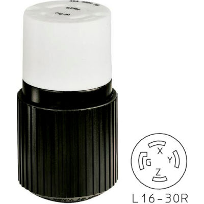 Bryant 71630NC TECHSPEC® Connector, L16-30, 30A, 3ph 480V AC, Black/White
