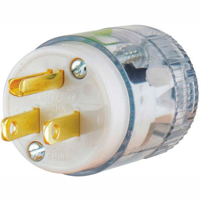 Bryant 8266T TECHSPEC® Straight Blade Plug, 15A, 125V, Clear, 5-15P, 2 Pole, 3 Wire