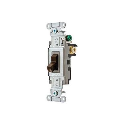 Bryant CS120B Commercial Grade Toggle Switch, Single Pole, 20A, 120/277V AC, Brown