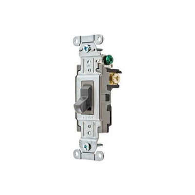 Bryant CS120BGRY Commercial Grade Toggle Switch, Single Pole, 20A, 120/277V AC, Gray