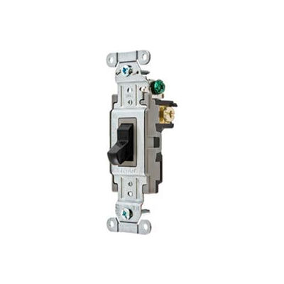 Bryant CS120BLK Commercial Grade Toggle Switch, Single Pole, 20A, 120/277V AC, Black