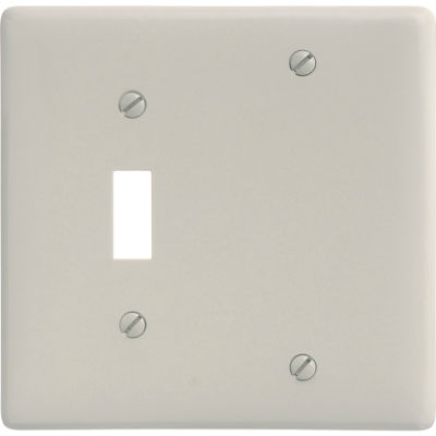 Bryant NP113LA Toggle Blank Combo Plate, 2-Gang, Standard, Light Almond Nylon