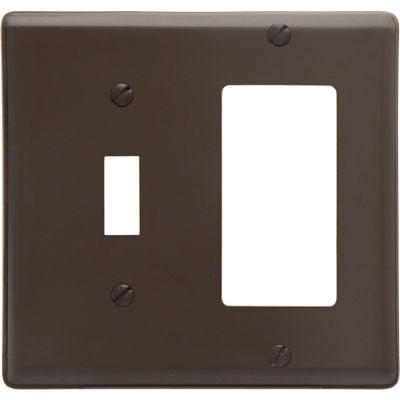 Bryant NP126 Toggle Styleline Combo Plate, 2-Gang, Standard, Brown Nylon