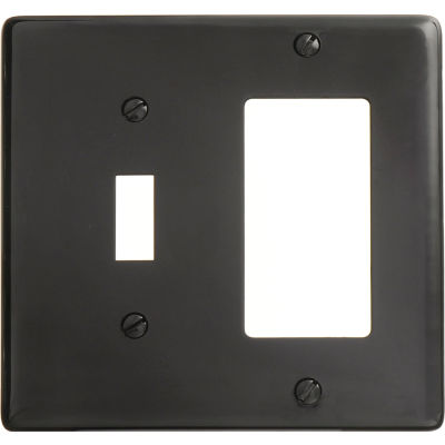 Bryant NP126BK Toggle Styleline Combo Plate, 2-Gang, Standard, Black Nylon