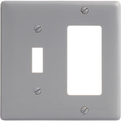 Bryant NP126GY Toggle Styleline Combo Plate, 2-Gang, Standard, Gray Nylon