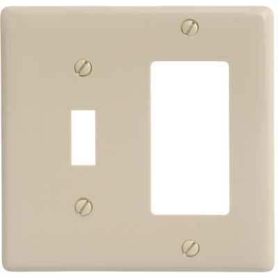 Bryant NP126I Toggle Styleline Combo Plate, 2-Gang, Standard, Ivory Nylon