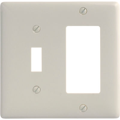 Bryant NP126LA Toggle Styleline Combo Plate, 2-Gang, Standard, Light Almond Nylon