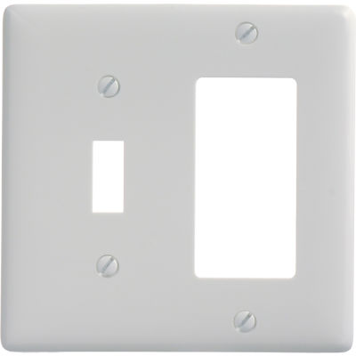Bryant NP126W Toggle Styleline Combo Plate, 2-Gang, Standard, White Nylon
