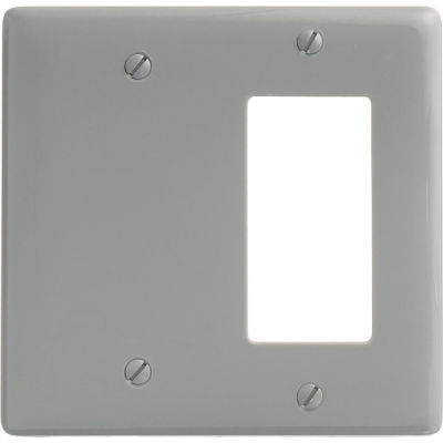 Bryant NP1326GY Blank Styleline Combo Plate, 2-Gang, Standard, Gray Nylon