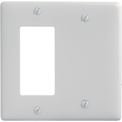 Bryant NP1326W Blank Styleline Combo Plate, 2-Gang, Standard, White Nylon